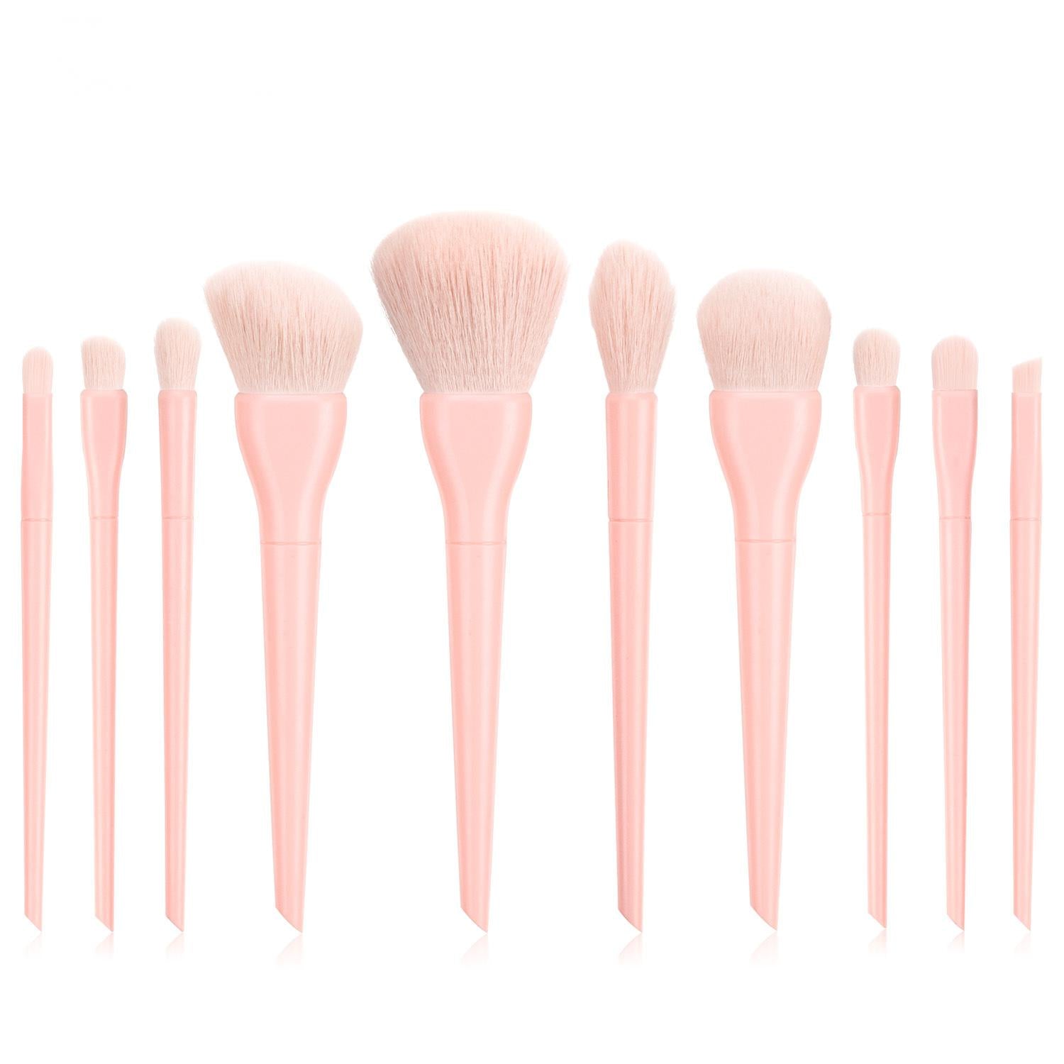 Candy color 10 cosmetic brushes set plastic short rod soft bristles Candy color 10 cosmetic brushes set plastic short rod soft bristles